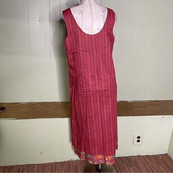 Peruvian Connection Pima Cotton Layered Striped Midi Dress 12 - Picture 2 of 6